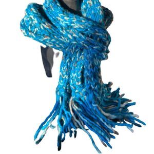 HAND CRAFTED Luxury Chunky scarf wool double stand 120”x10”Malabrigio Rasta Yarn